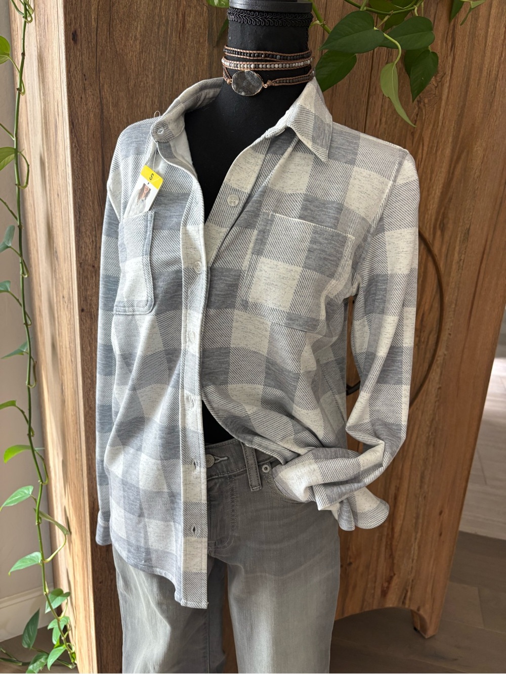 32 Degrees Gray and White Plaid Button-Down Shirt